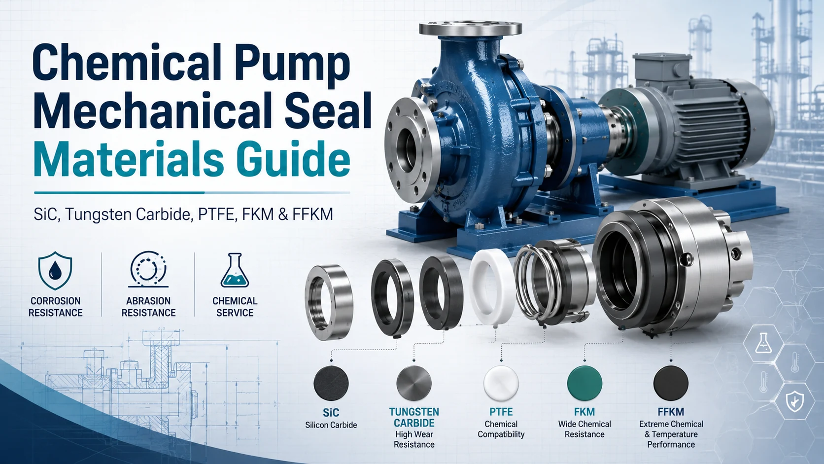 Best Mechanical Seal Materials for Chemical Pumps SiC, Tungsten Carbide, PTFE, FKM and FFKM Selection Guide