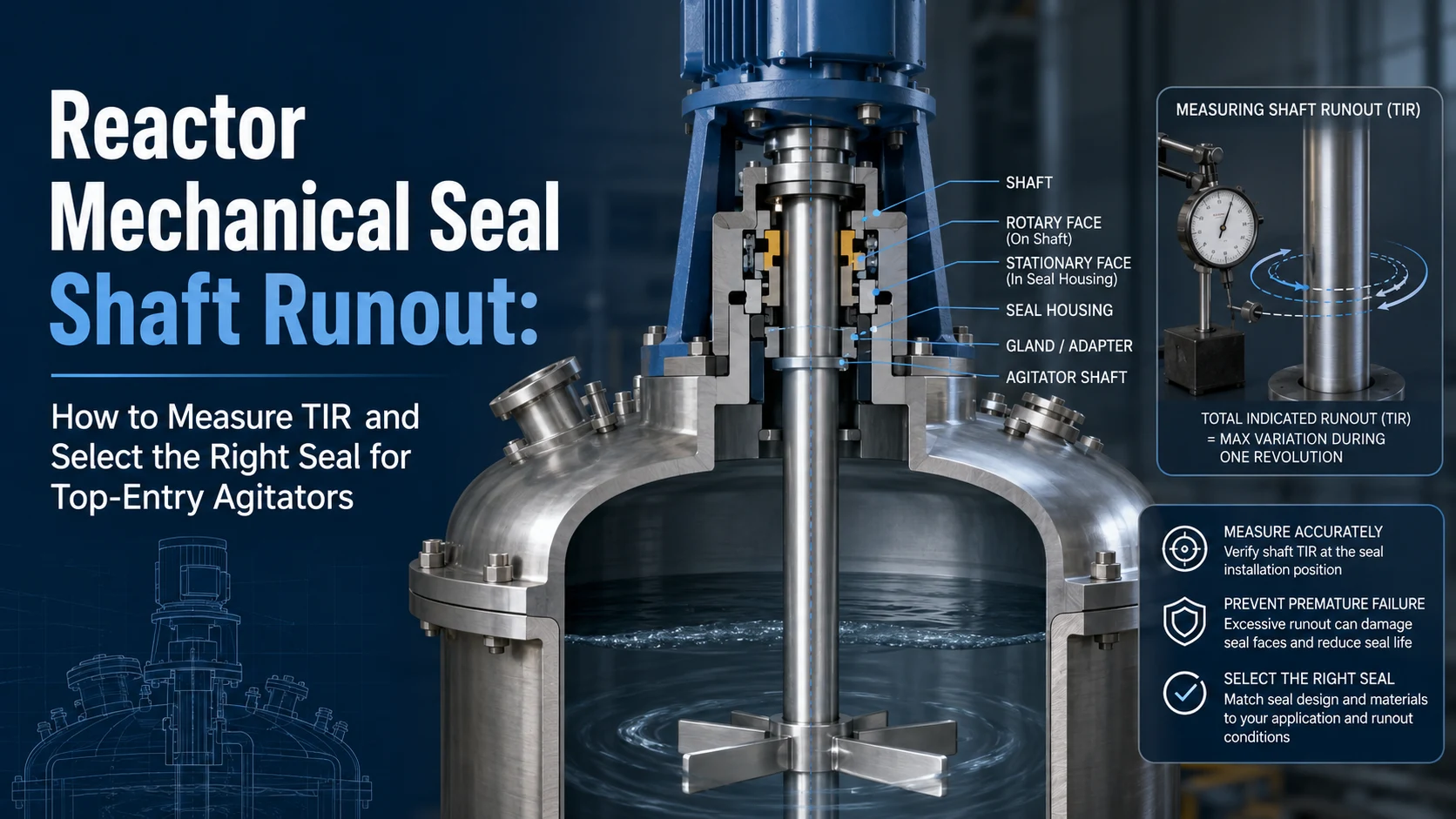 Reactor Mechanical Seal Shaft Runout How to Measure TIR and Select the Right Seal for Top-Entry Agitators